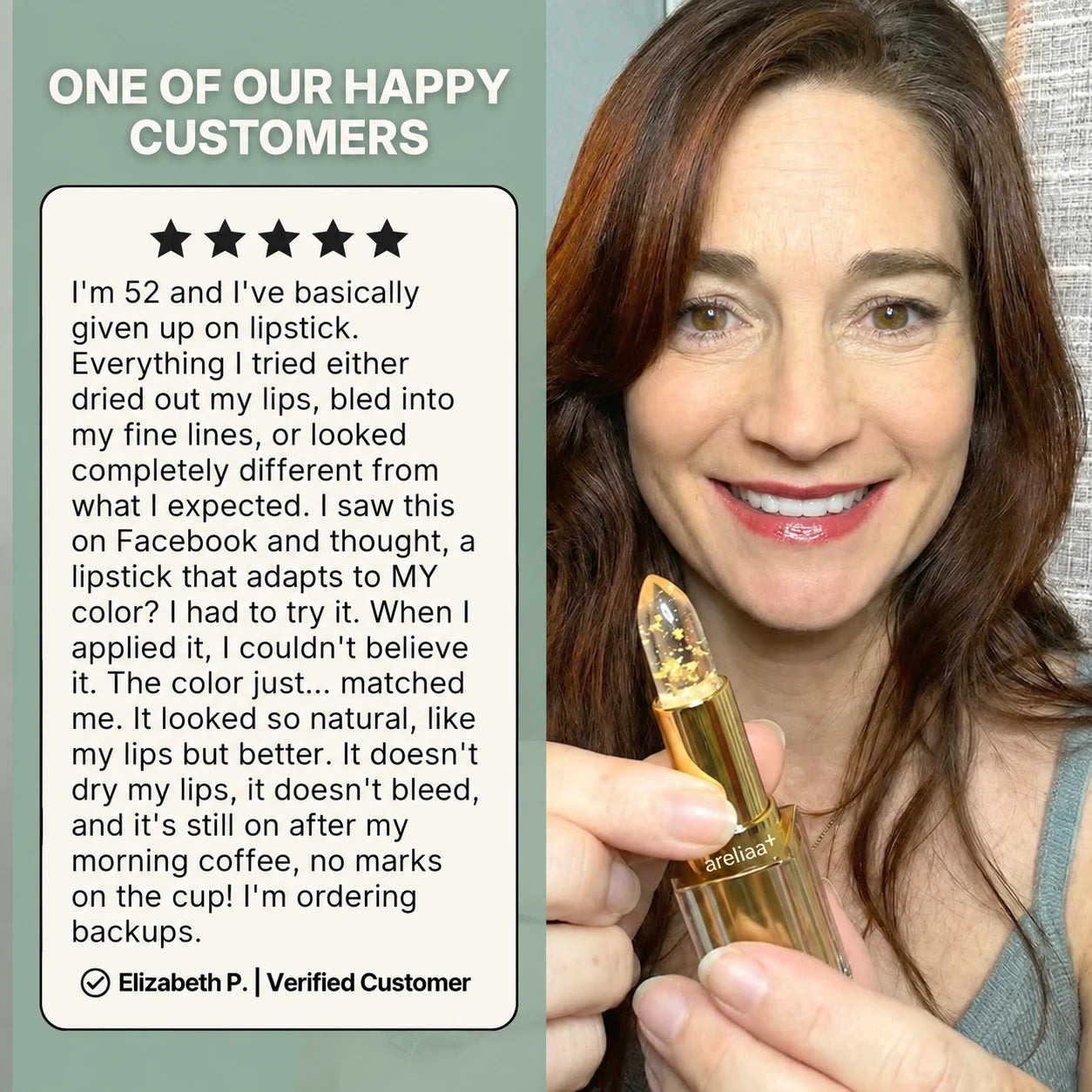 Customer story about areliaa+ lipstick
