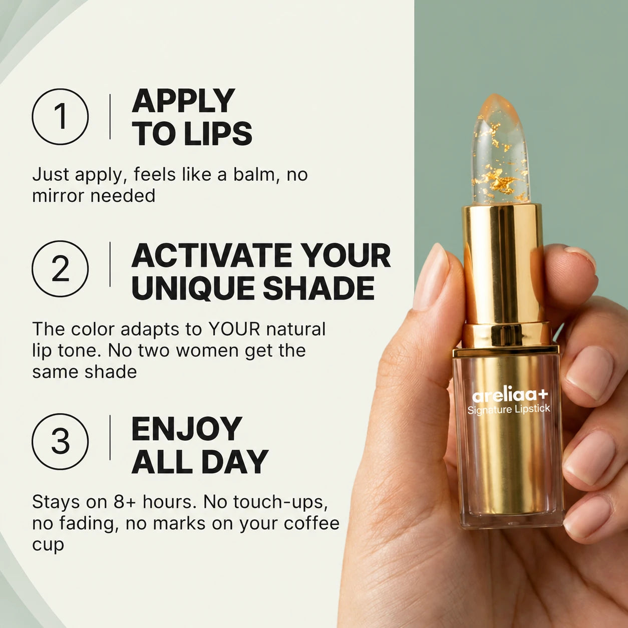 Lipstick benefits and clear gold formula